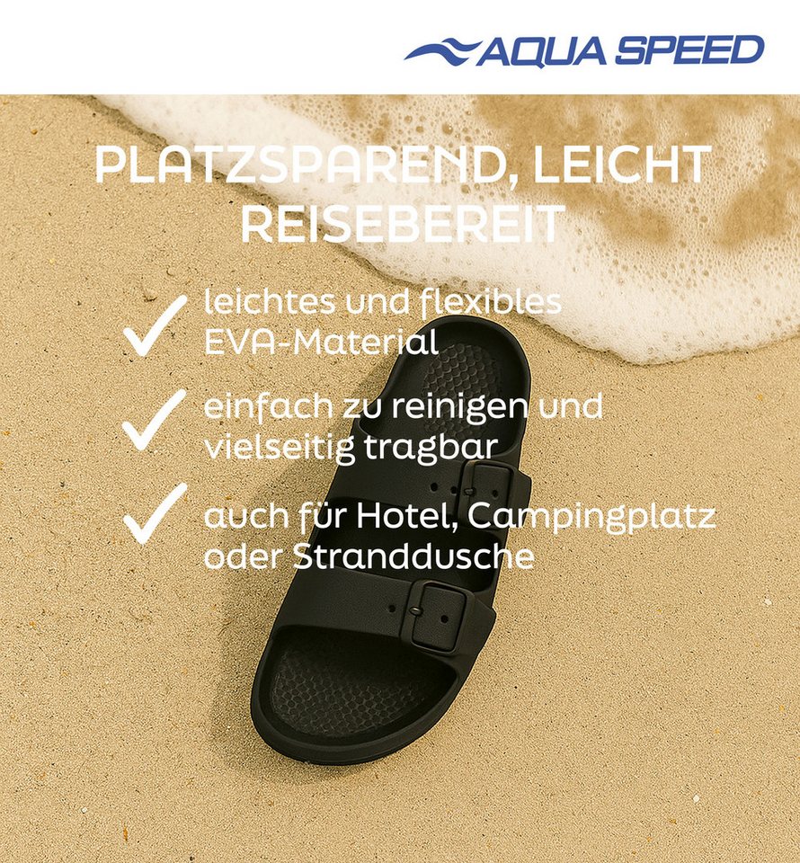 Aqua Speed Herren Badelatschen Gr. 42 – robust + Handtuch im Set Badesandale (Herrenlatschen mit Grip-Sohle – perfekt für Strand & Dusche) Griffige Latschen mit Komfort-Riemen – ideal für Herrenfüße Bild 5