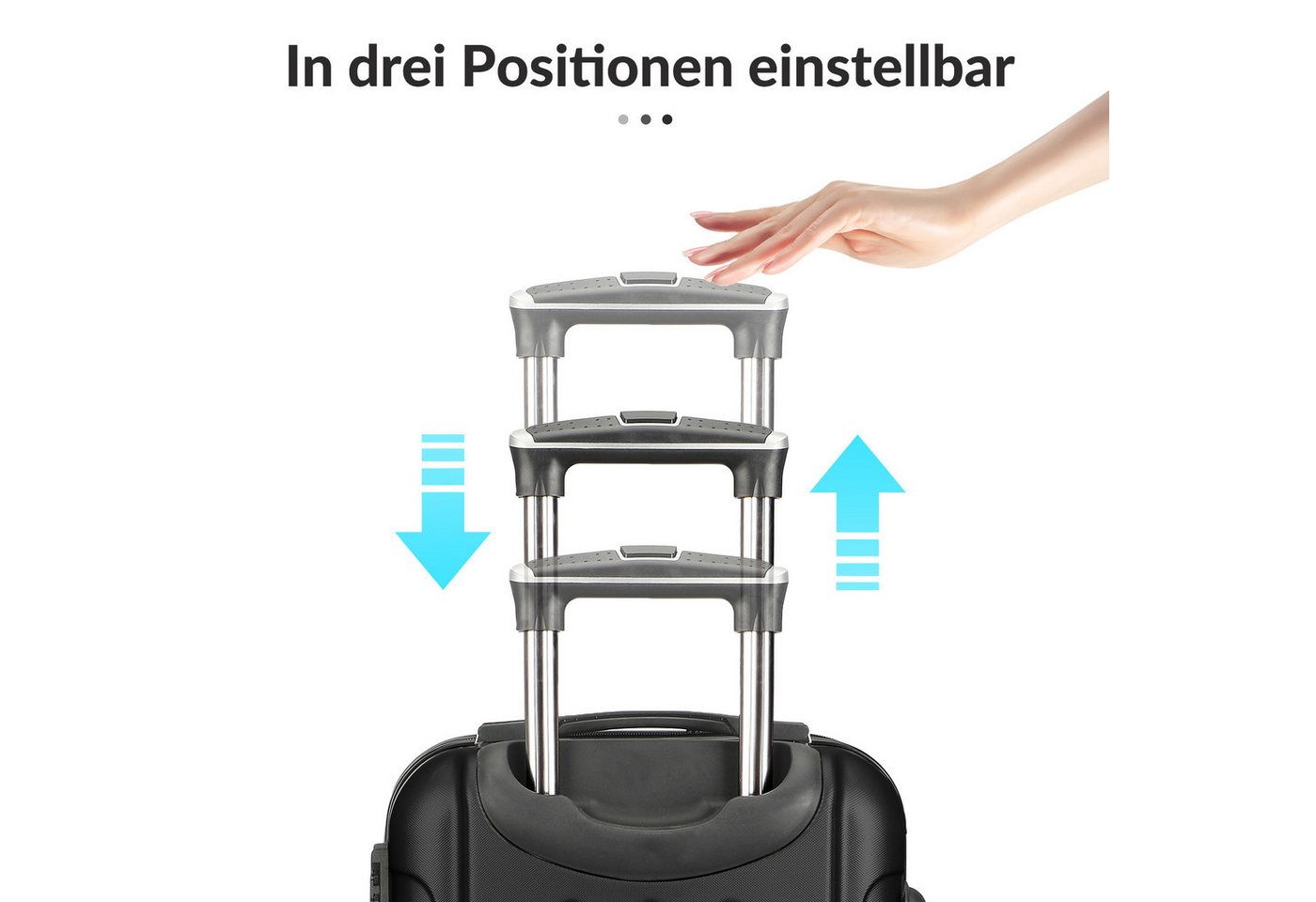 SEEZSSA Trolleyset Hartschalenkofferset Hartschale Reisekoffer 4 Rollen, 4 Rollen, (Set, 3 tlg), M-L-XL Kofferset,Dunkelgrau Bild 3