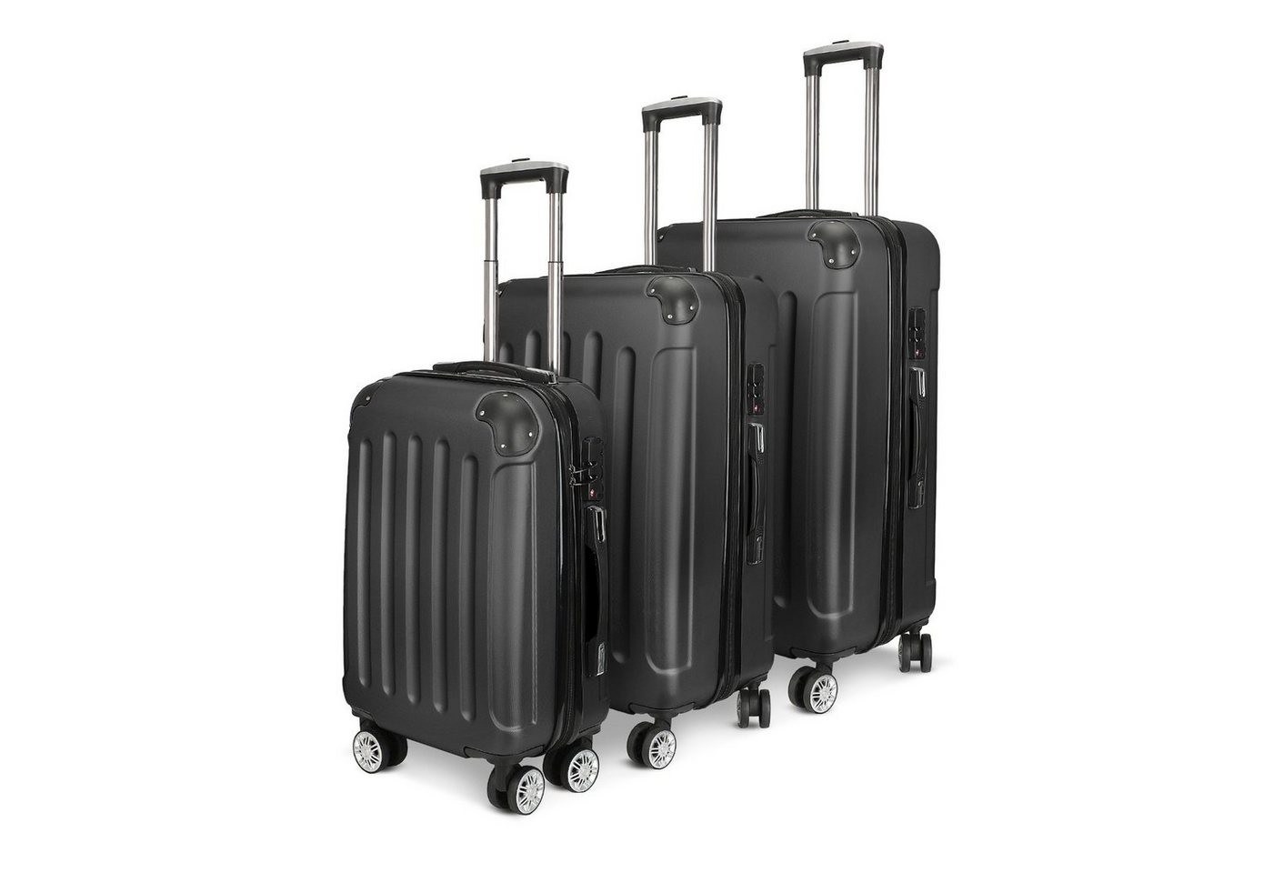 SEEZSSA Trolleyset Hartschalenkofferset Hartschale Reisekoffer 4 Rollen, 4 Rollen, (Set, 3 tlg), M-L-XL Kofferset,Grau