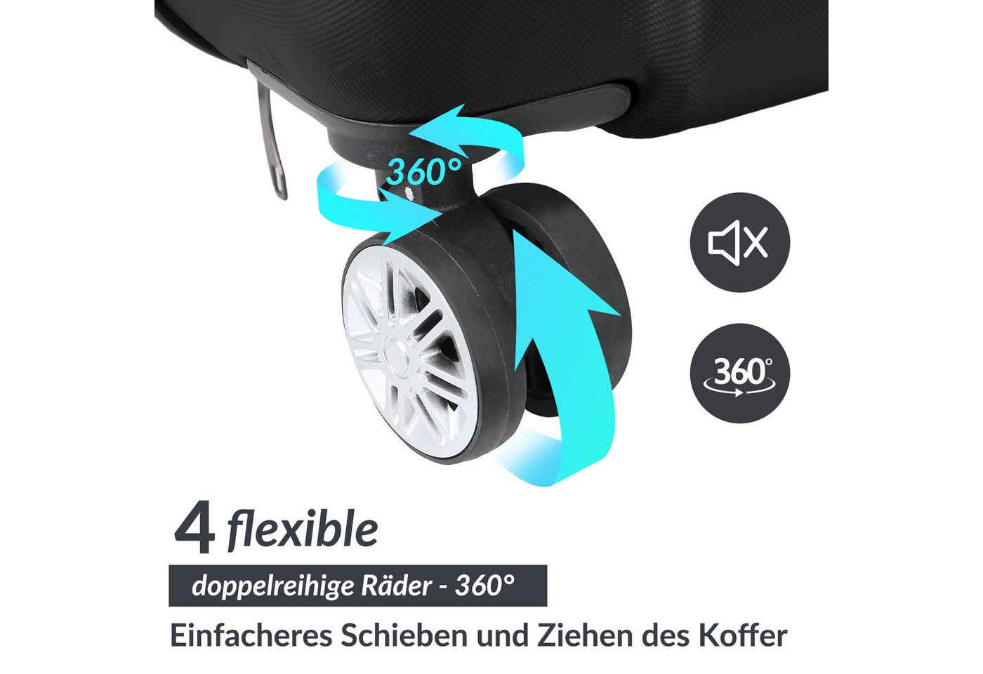 SEEZSSA Trolleyset Hartschalenkofferset Hartschale Reisekoffer 4 Rollen, 4 Rollen, (Set, 3 tlg), M-L-XL Kofferset,Grau Bild 2