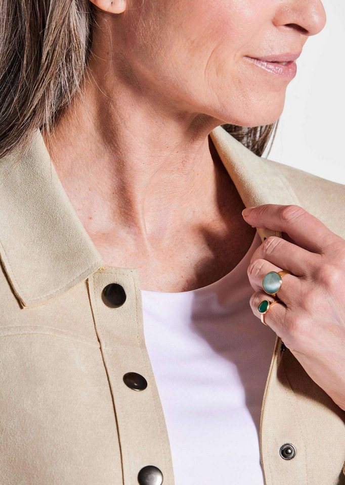 GOLDNER Outdoorjacke Leichte Damenjacke in Velourslederoptik Damen Indoorjacke braun, Veloursoptik, Langarm, weich, Übergangsjacke Bild 2