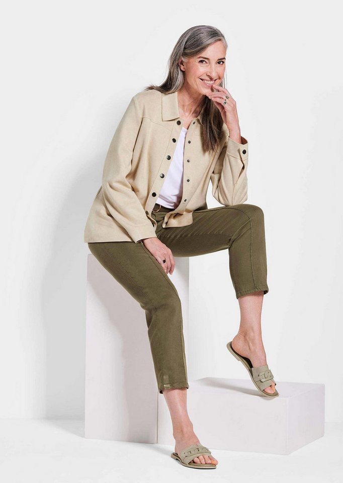 GOLDNER Outdoorjacke Leichte Damenjacke in Velourslederoptik Damen Indoorjacke braun, Veloursoptik, Langarm, weich, Übergangsjacke Bild 5