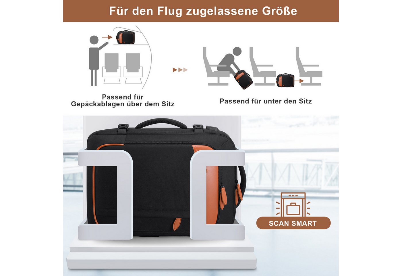 HAUSS SPOLE Reisetasche 4-teiliges Schultasche Handgepäck Wasserdicht, 40L, 17 Zoll Laptop
