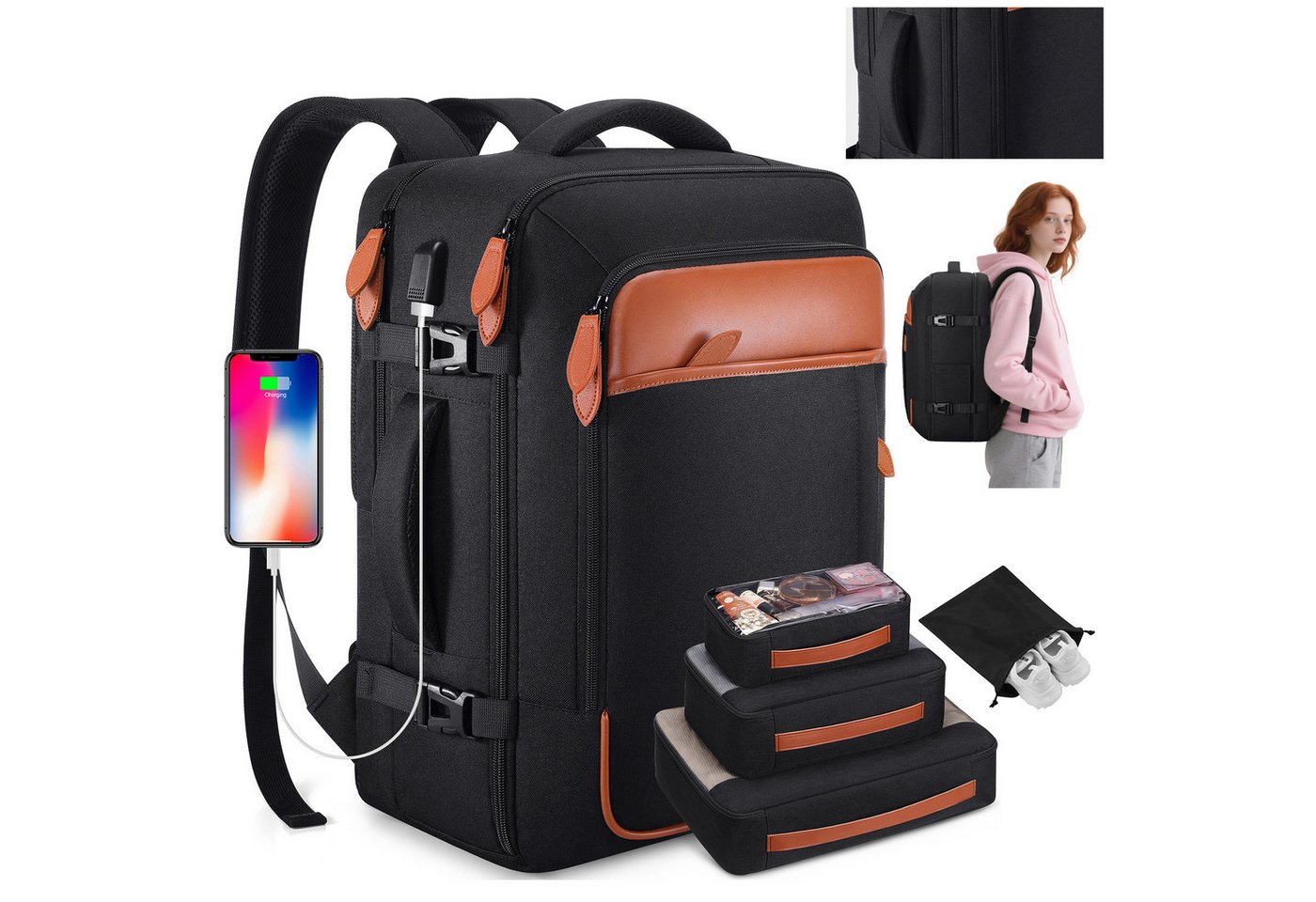 HAUSS SPOLE Reisetasche 4-teiliges Schultasche Handgepäck Wasserdicht, 40L, 17 Zoll Laptop Bild 3
