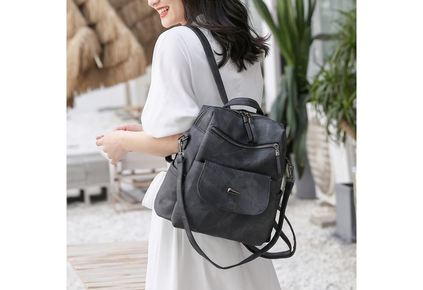 feinlux Rucksack Laptoprucksack Schulrucksack Lederrucksack Reiserucksack (Packung, Vintage, Schultertasche, Notebook Laptop Tasche, Schule Rucksack), für Herren Damen Jungen Teenager Freizeit Arbeit Business Reisen Bild 2