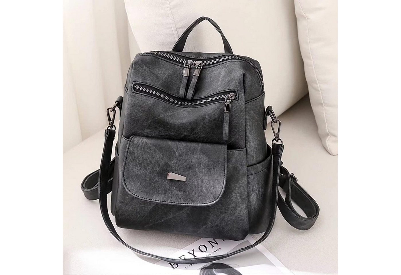 feinlux Rucksack Laptoprucksack Schulrucksack Lederrucksack Reiserucksack (Packung, Vintage, Schultertasche, Notebook Laptop Tasche, Schule Rucksack), für Herren Damen Jungen Teenager Freizeit Arbeit Business Reisen Bild 4