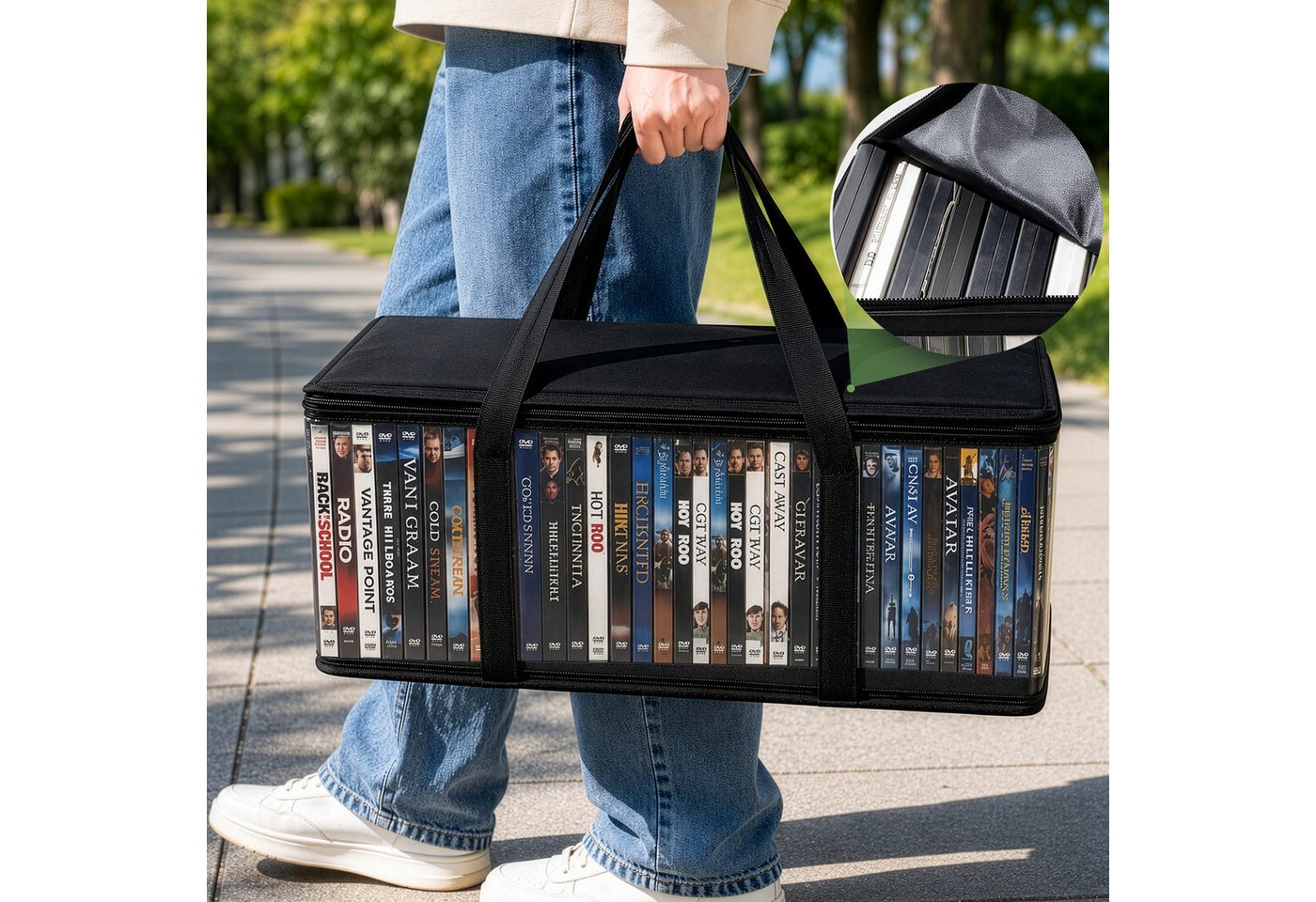 Youyijia Aufbewahrungstasche DVD Aufbewahrungstasche mit Griff CD Organizer Box für Spiele Bild 3