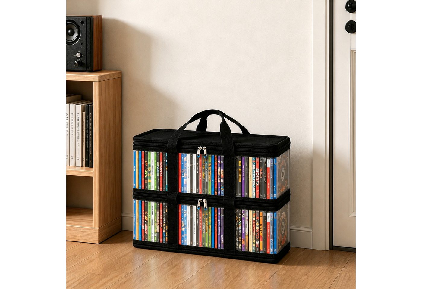 Youyijia Aufbewahrungstasche DVD Aufbewahrungstasche mit Griff CD Organizer Box für Spiele Bild 5