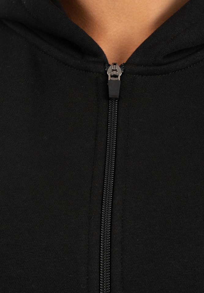 Smilodox Outdoorjacke Saria Damen, Zip Hoodie, Kapuzenpullover für Fitness & Freizeit Soft Touch, Kapuze, Kängurutasche, Rippbund