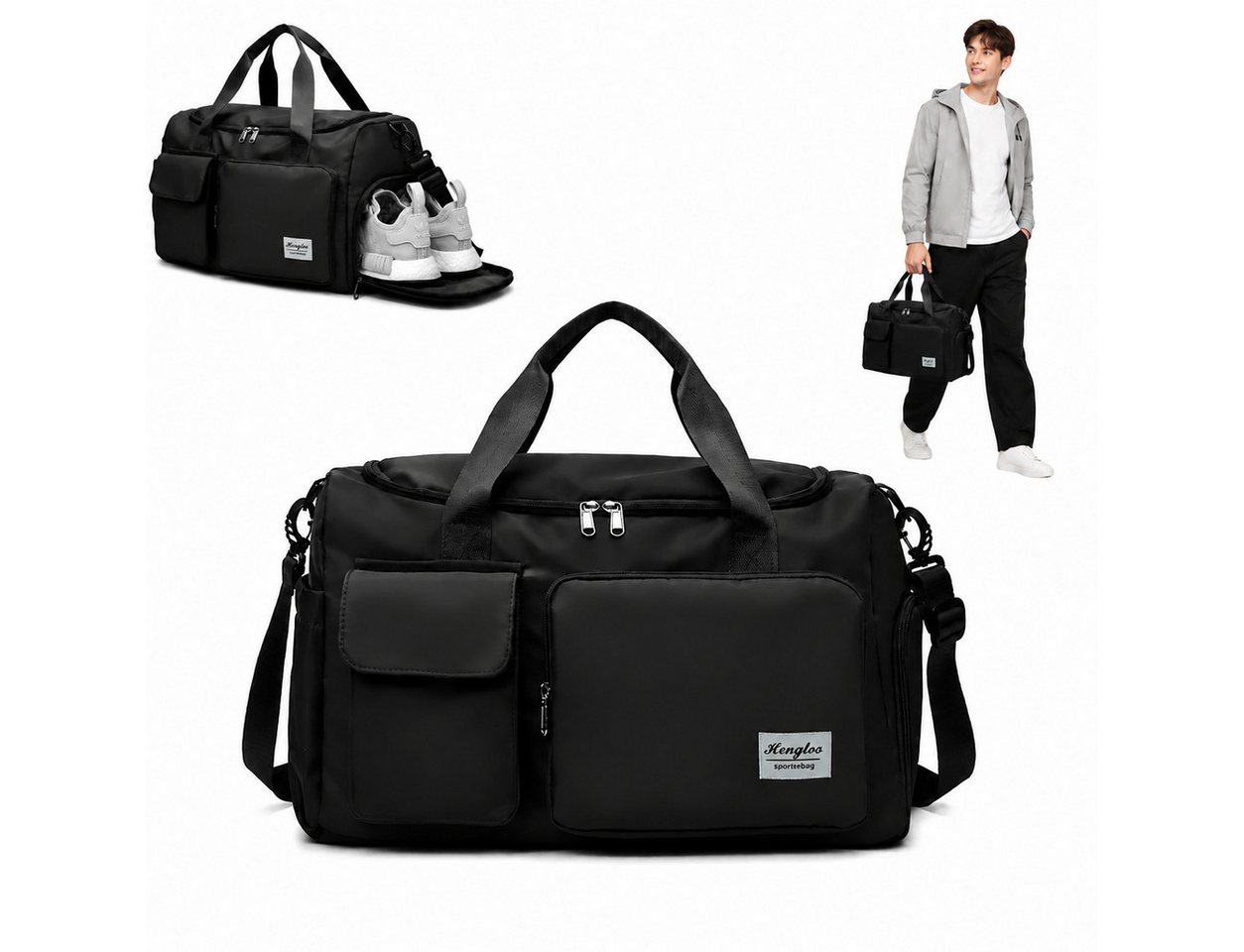 ibettertec Sporttasche Reisetasche für Damen und Herren, für Sport Fitness Schwimmen Reisen (Trainings Tasche, Sport Bag für Sport & Reisen, mit verstellbaren Schultergurten,Schuhfach und Nassfach), Funktionales Design Bild 3