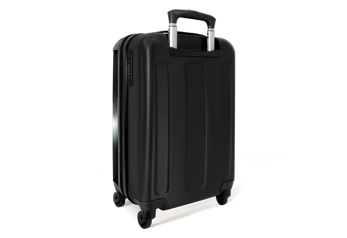 NoBoringSuitcases.com© Kinderkoffer Schwarz-weißes Polizeiauto vor einer Skyline 55x35x20cm, Kinder Koffer Klein, Trolley Handgepäck, Reisekoffer