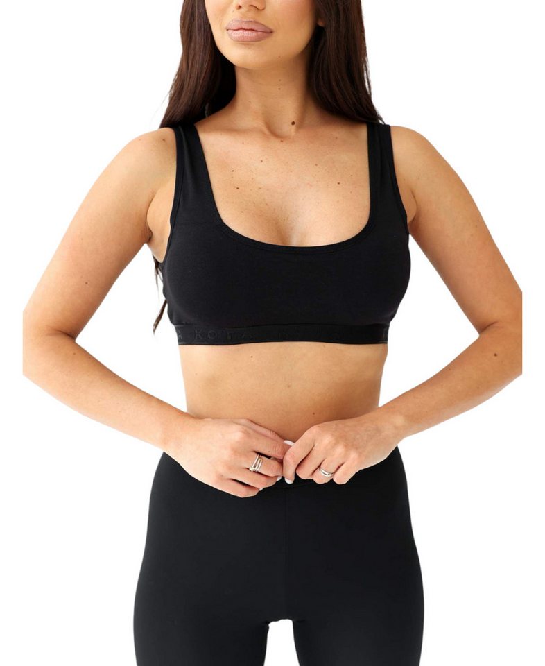 fashionshowcase Sport-Bustier Damen BH Top mit breiten Trägern V-Ausschnitt abnehmbaren Pads (1-tlg) Ideal kombinierbar mit sportlicher & schlichter Kleidung Bild 2