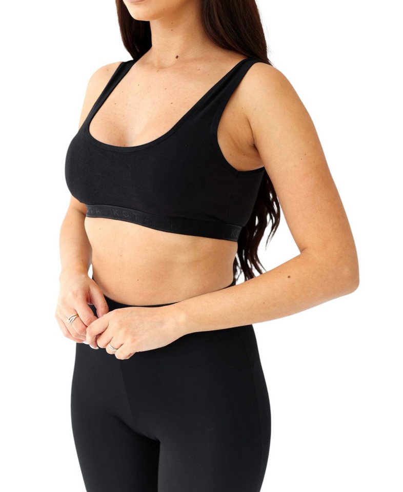 fashionshowcase Sport-Bustier Damen BH Top mit breiten Trägern V-Ausschnitt abnehmbaren Pads (1-tlg) Ideal kombinierbar mit sportlicher & schlichter Kleidung Bild 3