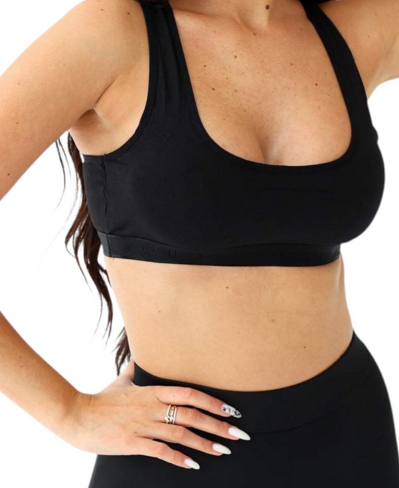 fashionshowcase Sport-Bustier Damen BH Top mit breiten Trägern V-Ausschnitt abnehmbaren Pads (1-tlg) Ideal kombinierbar mit sportlicher & schlichter Kleidung Bild 4