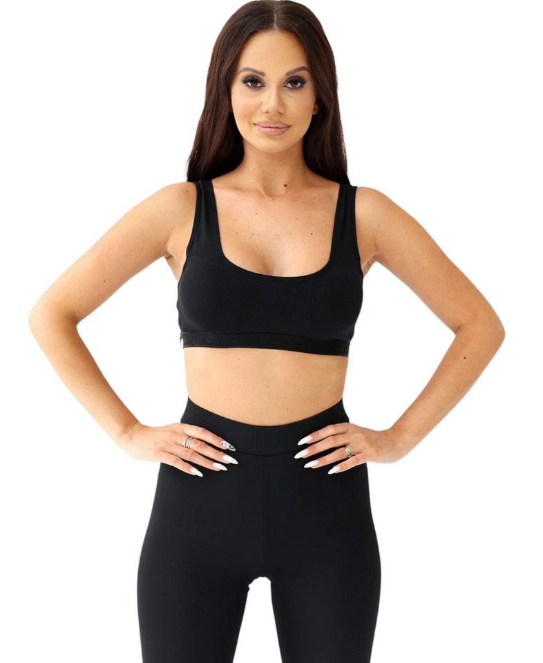 fashionshowcase Sport-Bustier Damen BH Top mit breiten Trägern V-Ausschnitt abnehmbaren Pads (1-tlg) Ideal kombinierbar mit sportlicher & schlichter Kleidung Bild 5