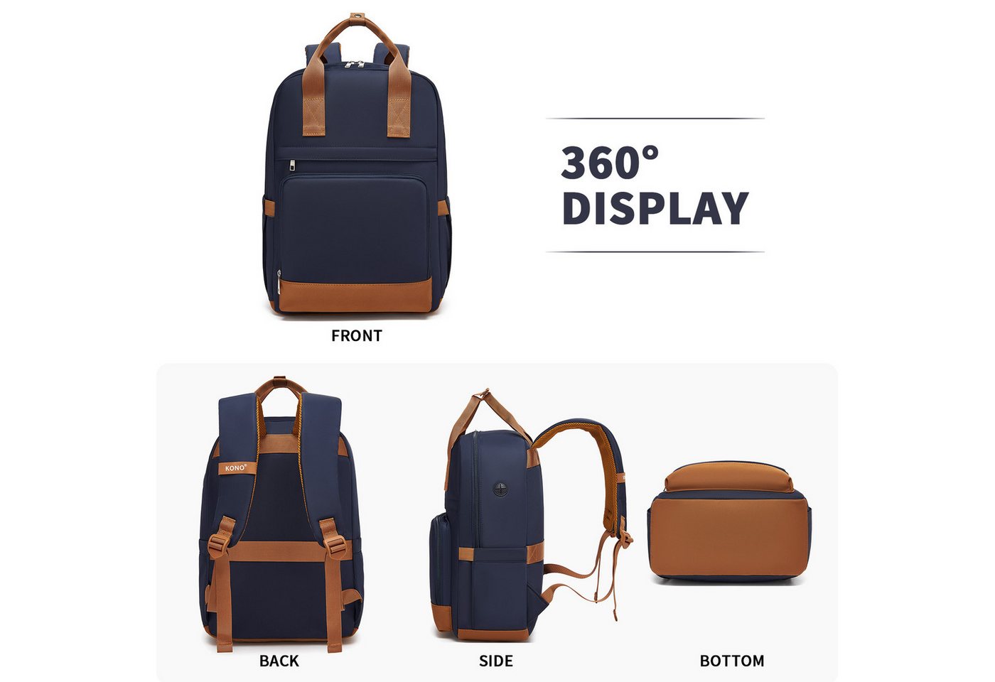 KONO Tagesrucksack Stylischer Laptop-Rucksack für Damen – 41x29x15cm (1-tlg) Bild 3