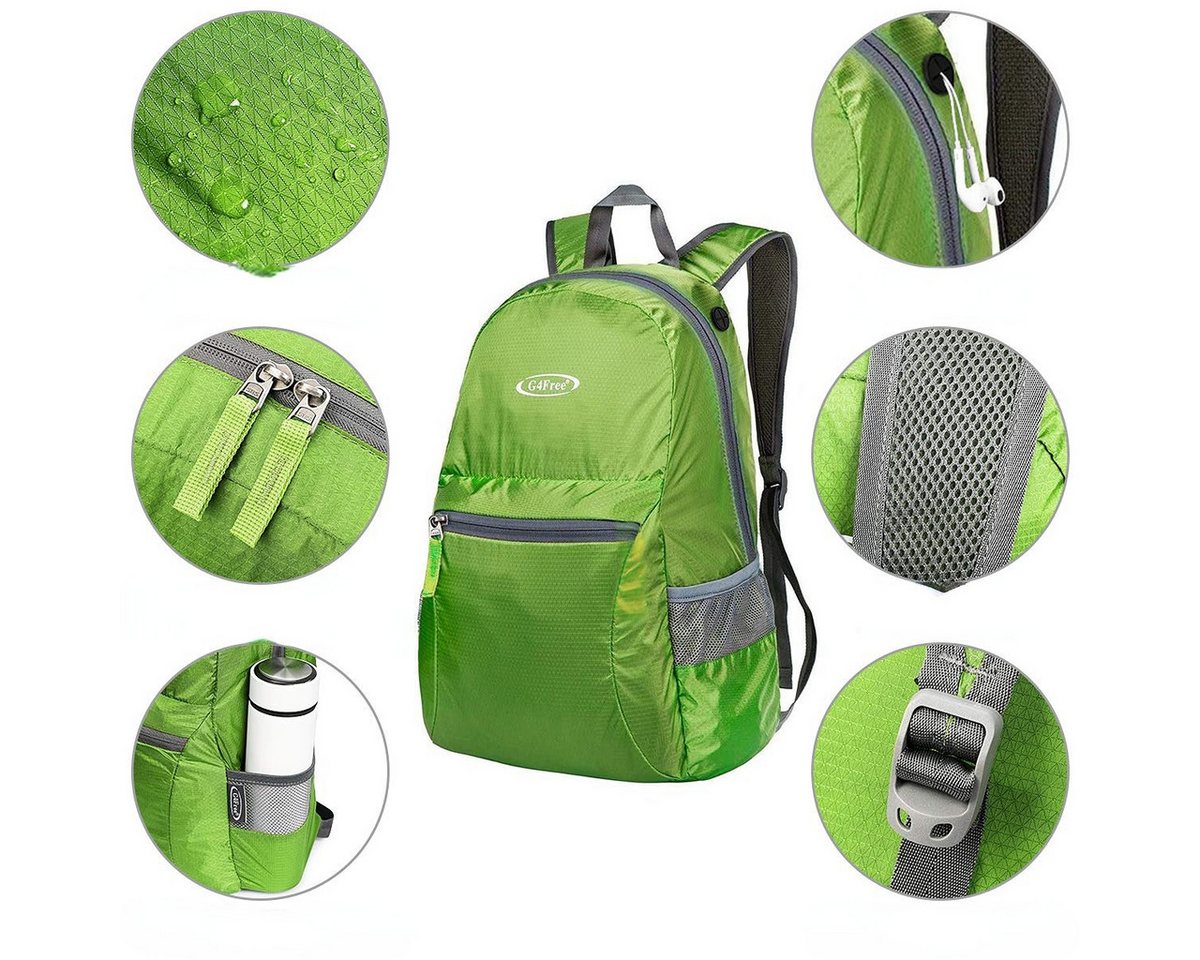 G4Free Trekkingrucksack 20L Trekkingrucksack Reiserucksack Minirucksack Daypack Faltbar, Freizeitrucksack Packsack Tagesrucksack Wanderrucksack Wasserabweisend