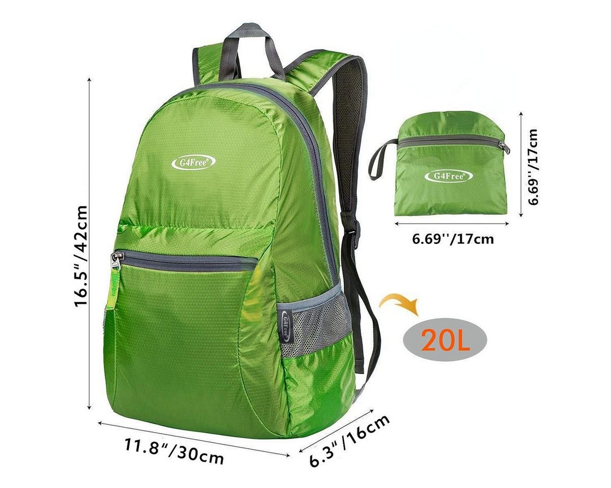 G4Free Trekkingrucksack 20L Trekkingrucksack Reiserucksack Minirucksack Daypack Faltbar, Freizeitrucksack Packsack Tagesrucksack Wanderrucksack Wasserabweisend Bild 2