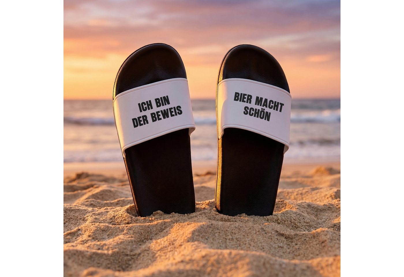 22Feels Geschenk Väter Badelatschen Herren lustig Bier Spruch Sommer Urlaub Badepantolette IN DEUTSCHLAND BEDRUCKT Bild 3