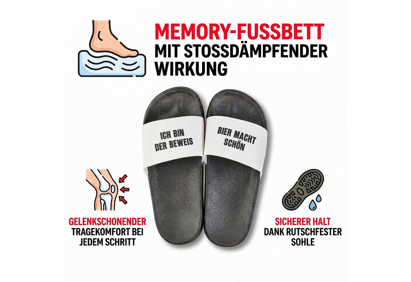 22Feels Geschenk Väter Badelatschen Herren lustig Bier Spruch Sommer Urlaub Badepantolette IN DEUTSCHLAND BEDRUCKT Bild 5