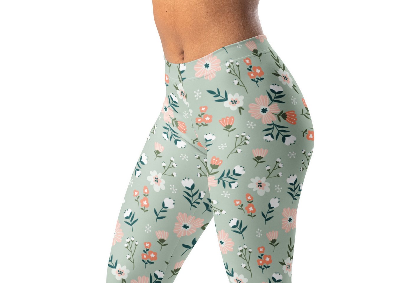 DECALVIBES Funktionsleggings Damen Leggings Basic Happy Flowers Meadow Blickdicht, 4-Wege-Stretch, elastischer Bund, weiches Material Bild 2