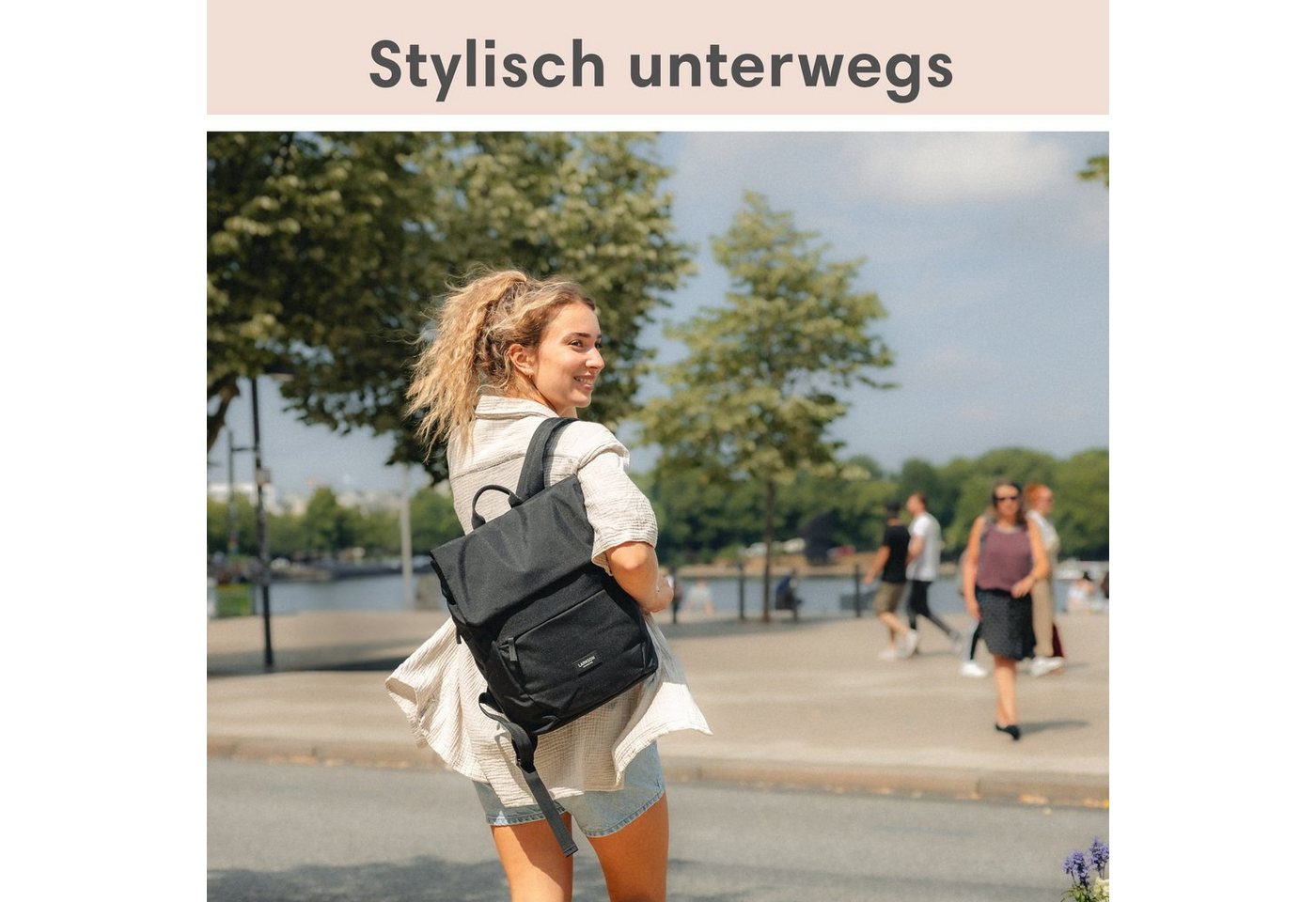 LARKSON Cityrucksack Ronja Laptop Rucksack Damen Herren Klein Elegant (1-tlg), Magnetverschluss, Laptopfach, Wasserabweisend Bild 3
