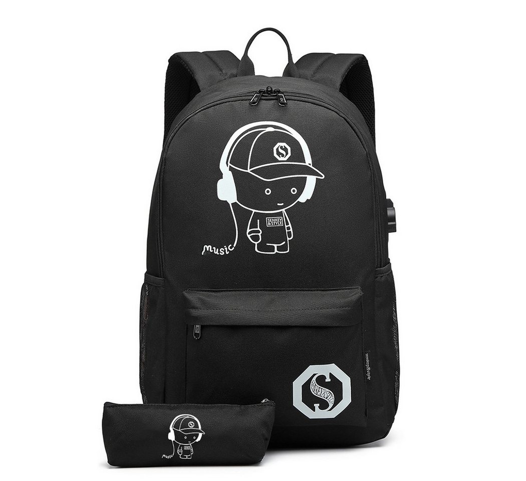 KONO Schulranzen Schulrucksack Büchertasche, Teenager Tagesrucksack in Schwarz, Größe L Bild 5