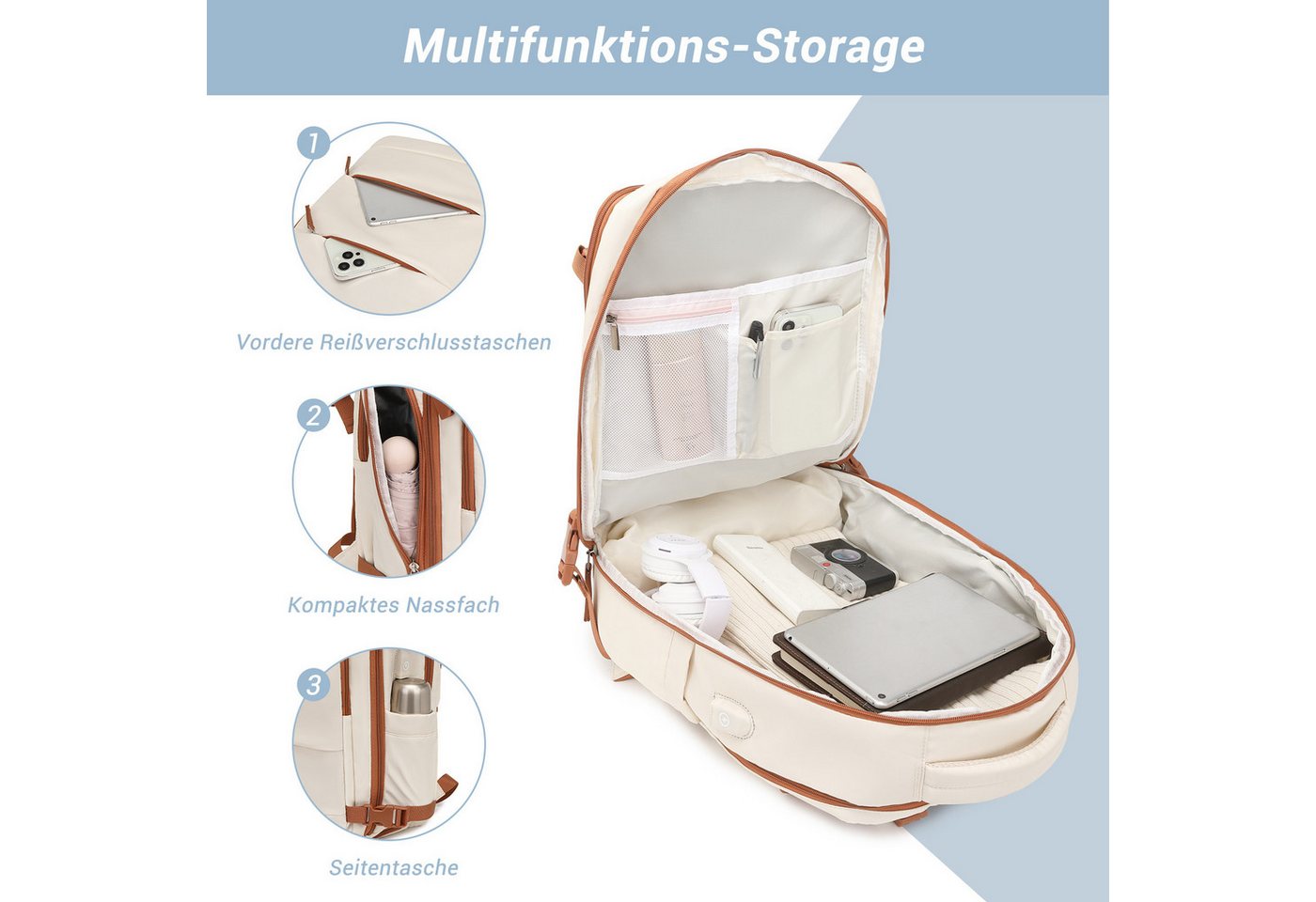 KONO Reiserucksack Handgepäck Laptop Rucksack 42x30x20,25L mit Schuhfach für Reisen&Sport Bild 4