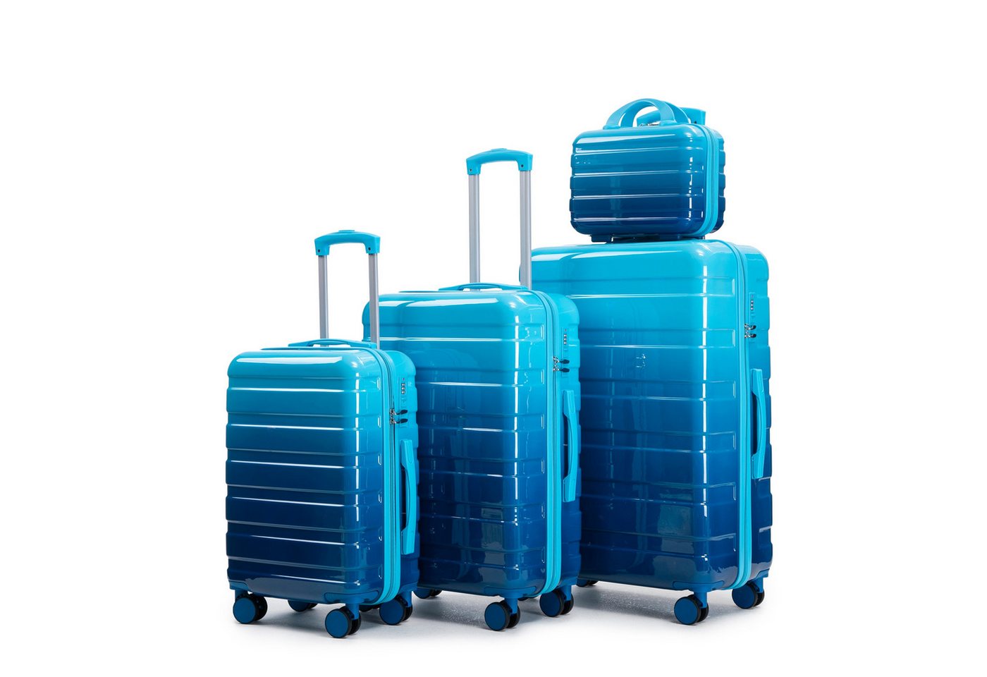 GLP Trolleyset 14"/20"/24"/28" PC-Hartschalen Koffer Set für jede Reise, (Hartschalen-Koffer mit leisen 360° Rädern, 4 tlg., Leicht & strapazierfähig), ergonomischem Teleskopgriff für Reisen & Business Bild 5