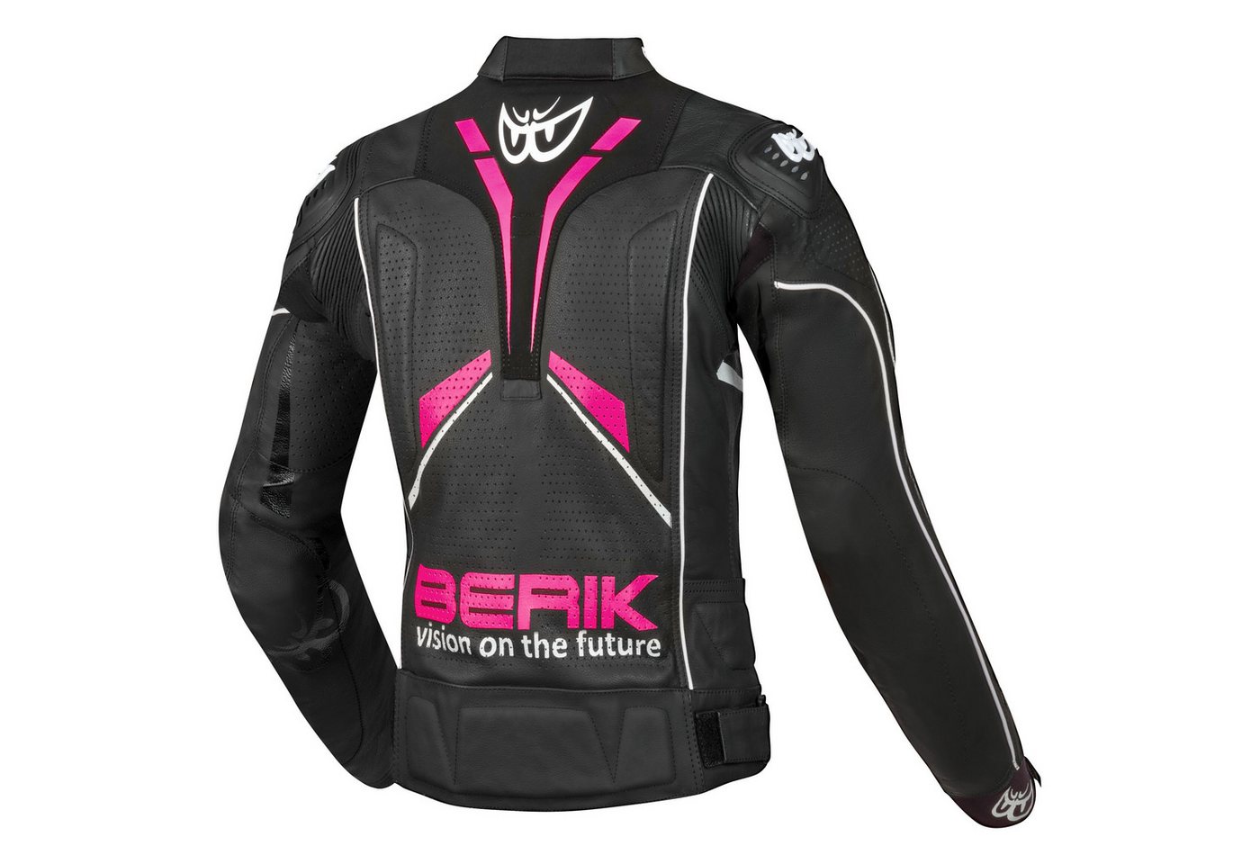 Berik Motorradjacke Fufur Damen Motorrad Lederjacke Verbindungsreißverschluss,Ellenbogenprotektoren enthalten,perfori