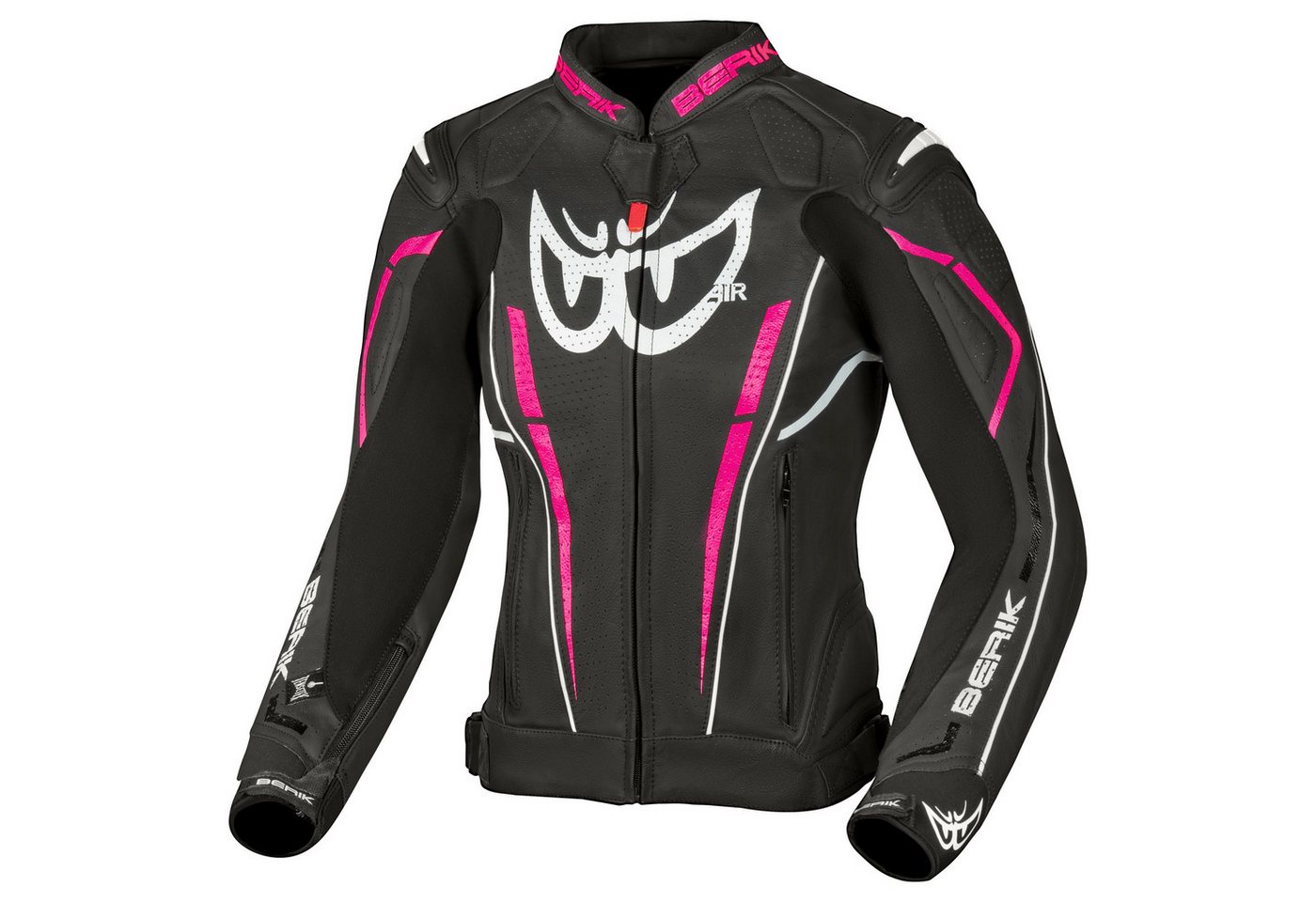 Berik Motorradjacke Fufur Damen Motorrad Lederjacke Verbindungsreißverschluss,Ellenbogenprotektoren enthalten,perfori Bild 2