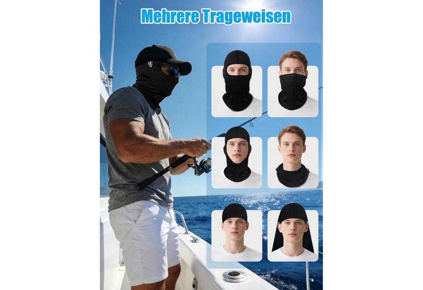 LuxusKollektion Sturmhaube Sturmhaube Sommer dünn UV-Schutz atmungsaktiv Brillenlöcher Bild 3