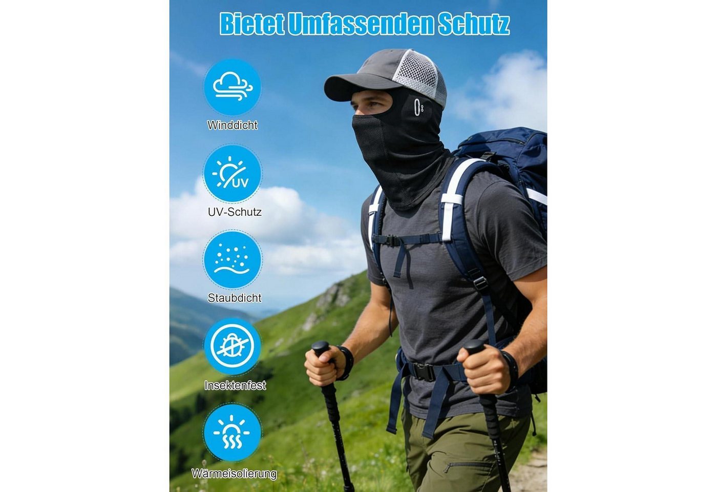 LuxusKollektion Sturmhaube Sturmhaube Sommer dünn UV-Schutz atmungsaktiv Brillenlöcher Bild 5