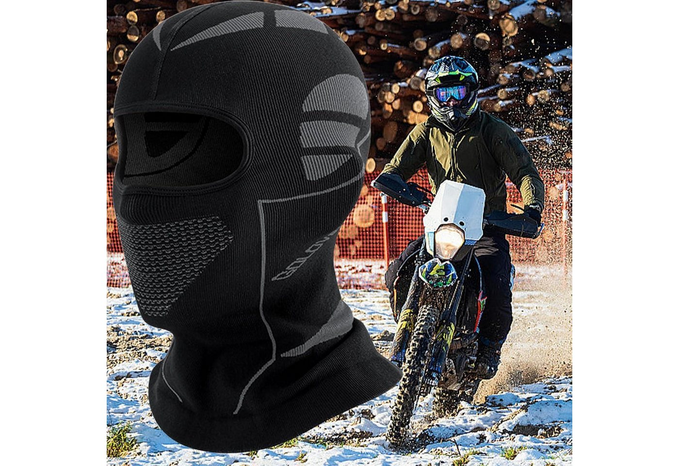 LuxusKollektion Sturmhaube Sturmhaube Skimaske Motorrad Fahrrad unisex wärmend schwarz grau Bild 5