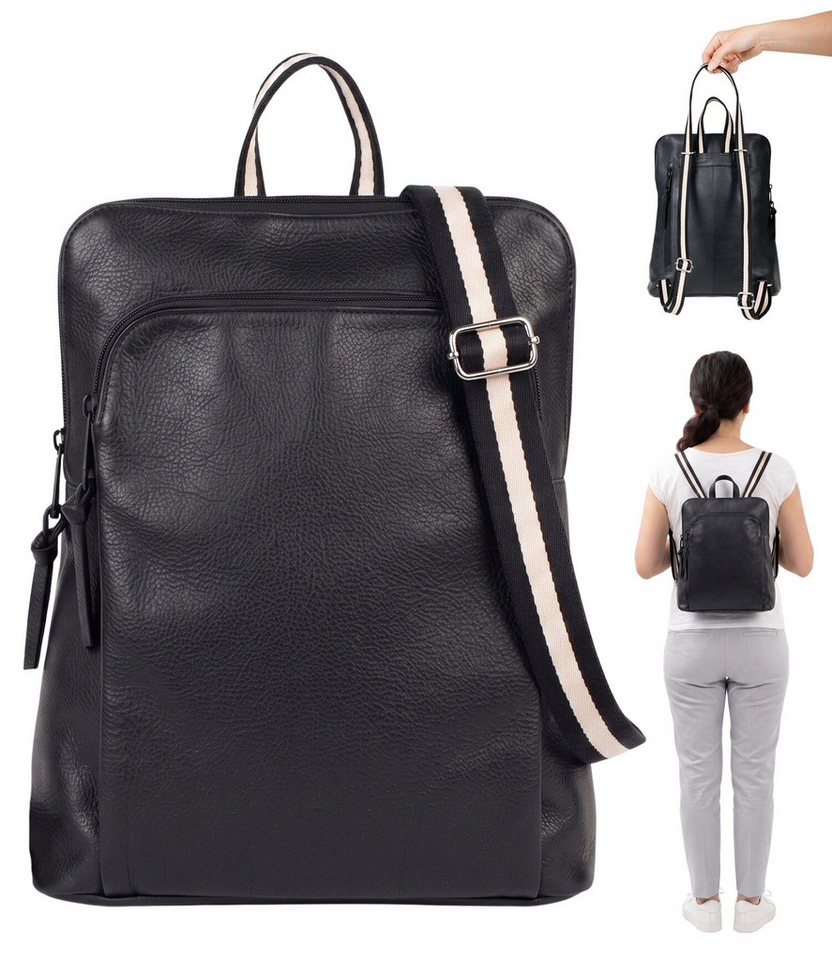 Alessandro Salvatore Cityrucksack Rucksack Leder Damen klein Echtleder Tasche, Damenrucksack small Handtasche Freizeitrucksack Rom 12979 + Etui Bild 2