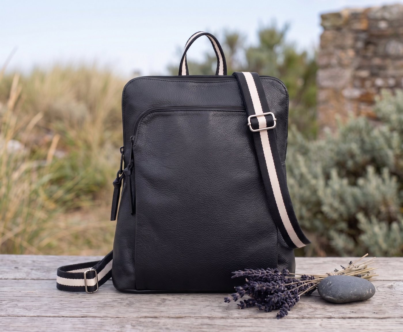 Alessandro Salvatore Cityrucksack Rucksack Leder Damen klein Echtleder Tasche, Damenrucksack small Handtasche Freizeitrucksack Rom 12979 + Etui Bild 3