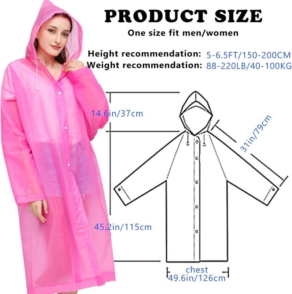 AURIVION Regenanzug Robuster Regenponcho für Wandern, Reisen & Radfahren (Set, 2-tlg., EVA Regenmantel 2 Stk., leicht & wasserdicht für Outdoor), Bequemer Outdoor Regenmantel für Damen & Herren Bild 4