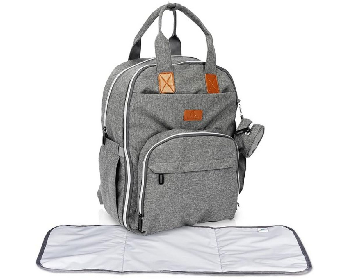bloomborn Wickelrucksack groß Grau mit Wickelunterlage und Kinderwagenhaken (1-tlg) Bild 4