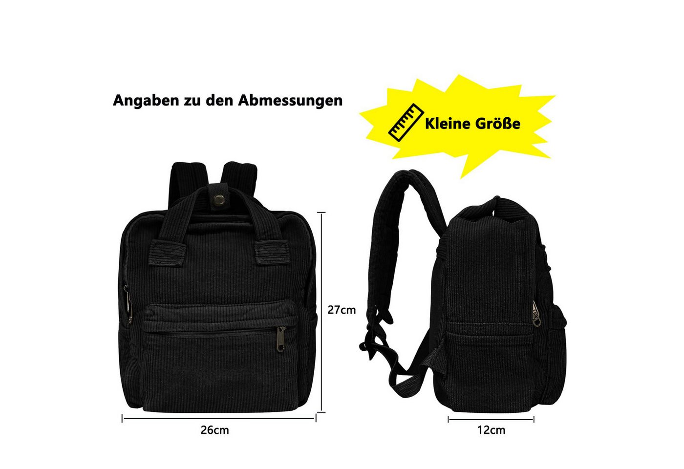 nsihing Rucksack Damen Canvas/Cord Cityrucksack Rucksäcke Daypacks, Rucksackhandtaschen Kinderrucksäcke für Schule Travel Arbeit Bild 3