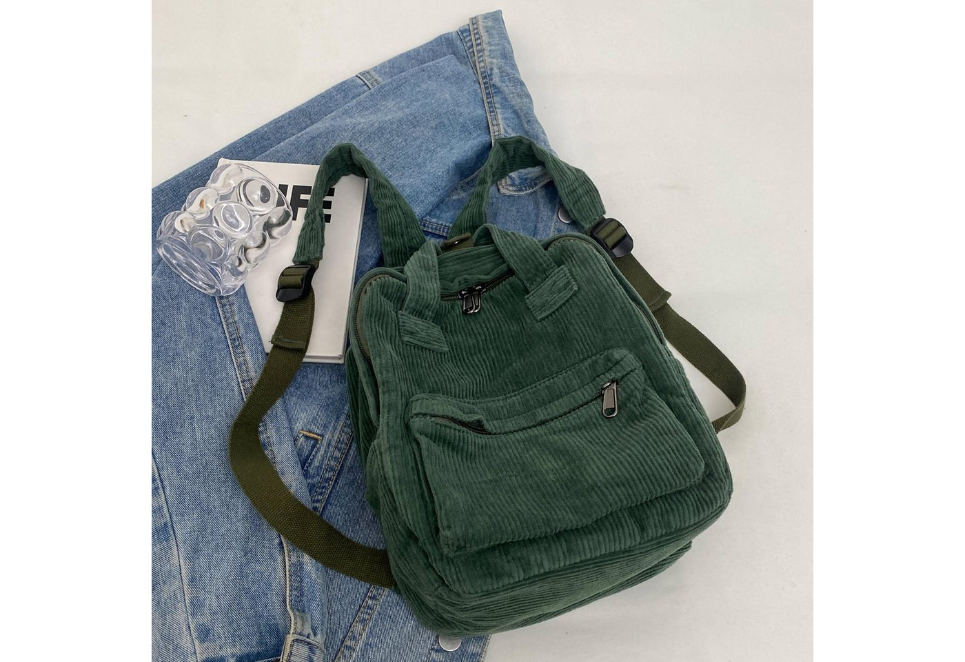 nsihing Rucksack Damen Canvas/Cord Cityrucksack Rucksäcke Daypacks, Rucksackhandtaschen Kinderrucksäcke für Schule Travel Arbeit Bild 4