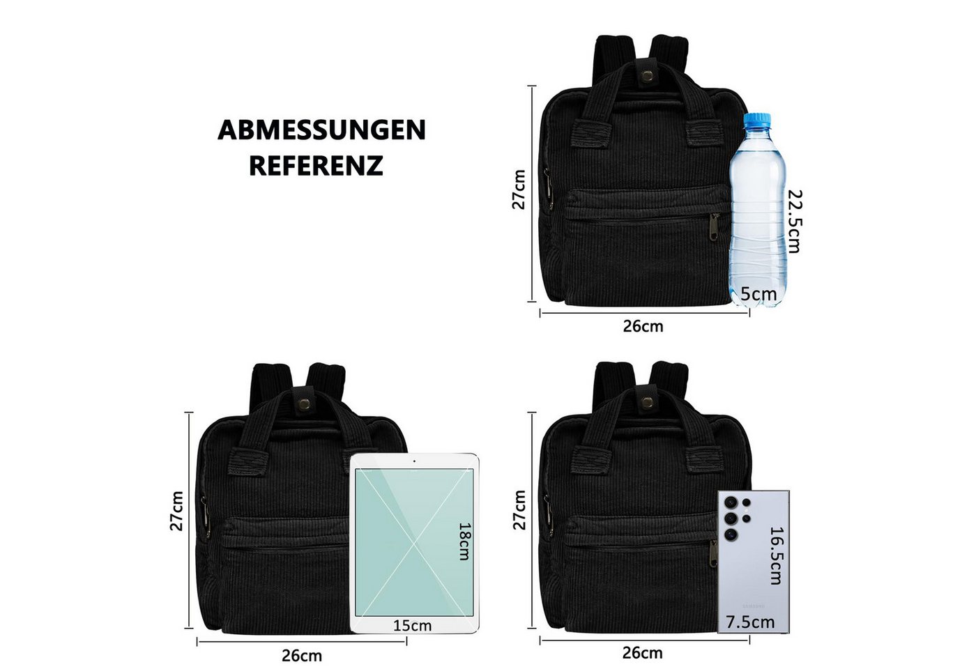 nsihing Rucksack Damen Canvas/Cord Cityrucksack Rucksäcke Daypacks, Rucksackhandtaschen Kinderrucksäcke für Schule Travel Arbeit Bild 5