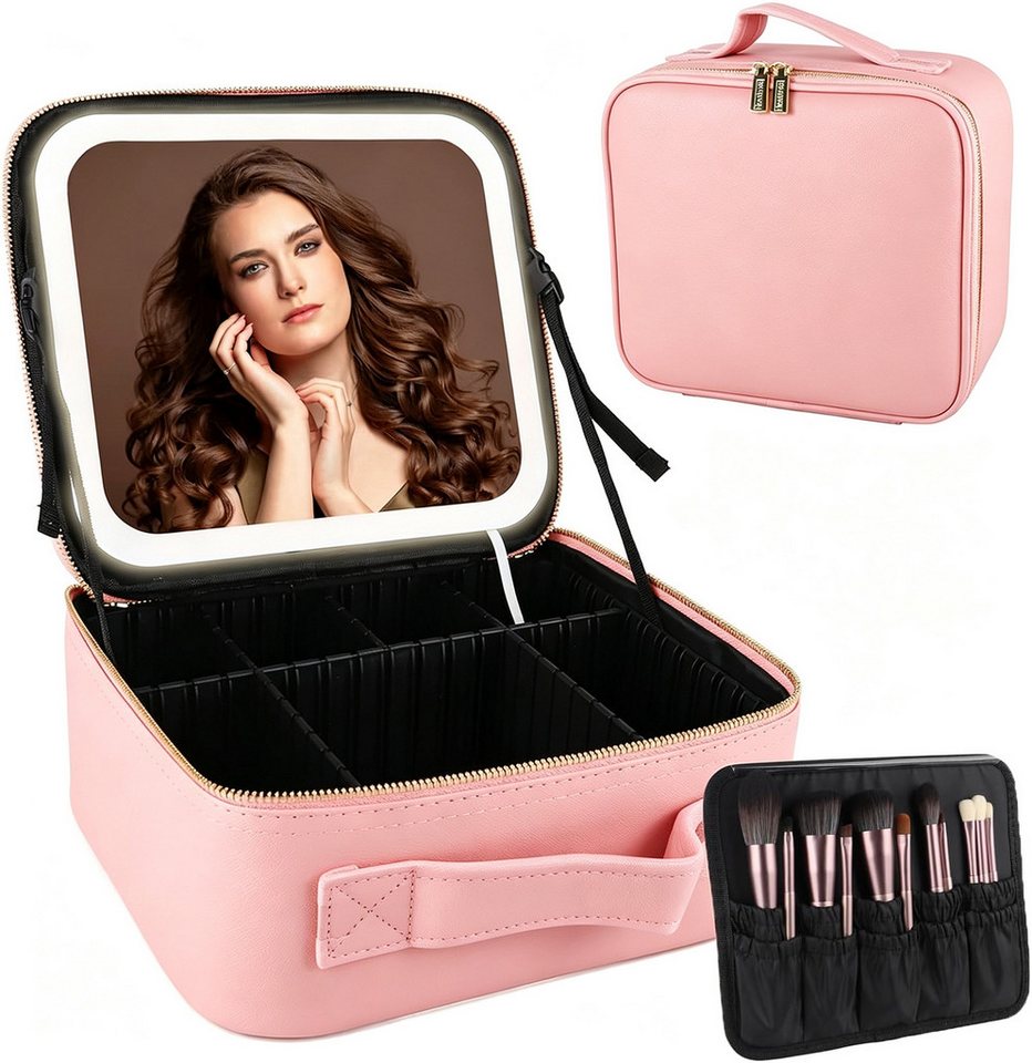 ibettertec Kosmetiktasche Make up Tasche mit LED Beleuchtung Licht, Kosmetikkoffer Tasche Damen, Schminkkoffer Geschenk für Frau, Koffer Verstauen für Reisen Bild 2