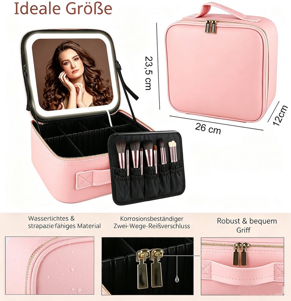 ibettertec Kosmetiktasche Make up Tasche mit LED Beleuchtung Licht, Kosmetikkoffer Tasche Damen, Schminkkoffer Geschenk für Frau, Koffer Verstauen für Reisen Bild 5