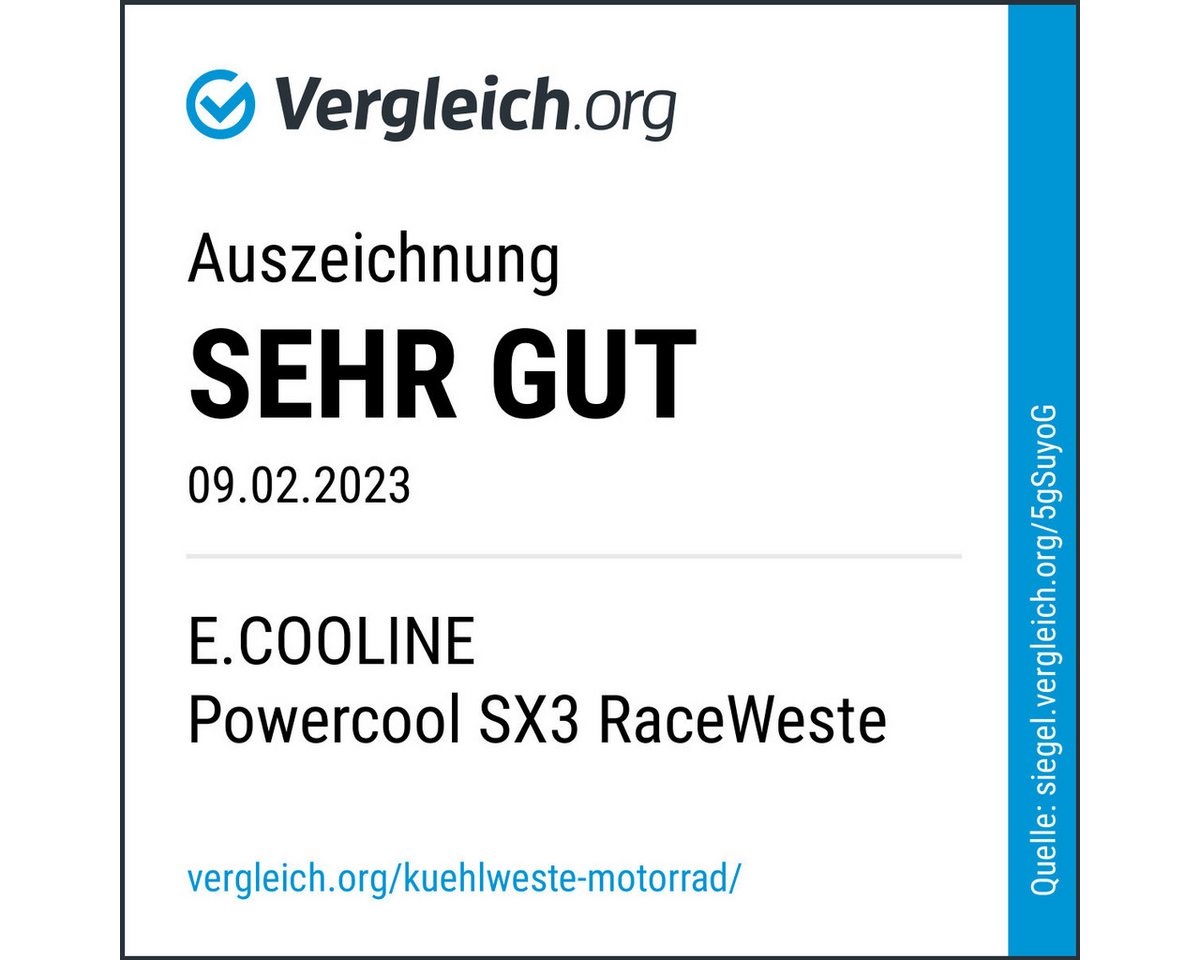E.COOLINE Funktionsweste - aktiv kühlende RaceWeste - Kühlung durch Aktivierung mit Wasser stundenlange Kühlung nach Aktivierung mit Wasser Bild 2