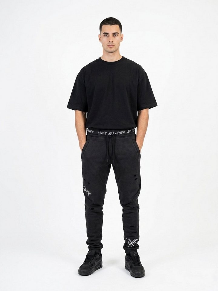 ENVYME Jogger Pants Jogginghose Sweatpants „Love Is War" Vintage Used-Look Bild 5