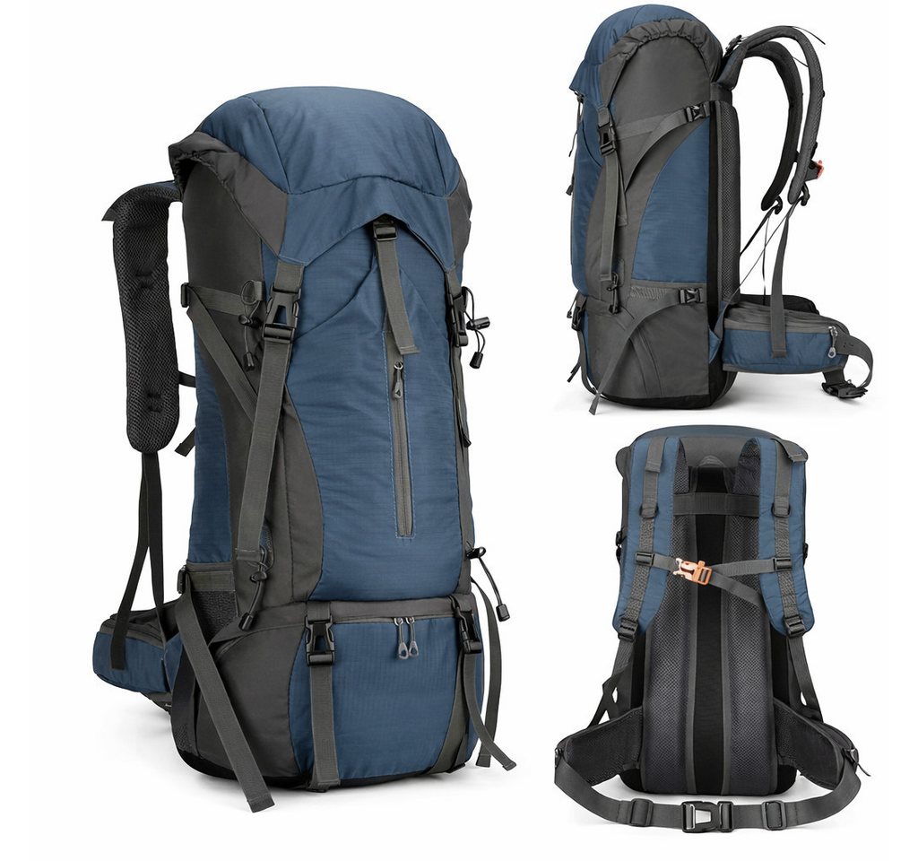 GARRYFIZH Wanderrucksack 70L Trekkingrucksack Reiserucksack mit Rückenbelüftung, Regenschutz (Wird mit Regenschutz geliefert), Reißfest, Wasserdicht, Verstellbare Schultergurte Hüftgurt Brustgurt Bild 5