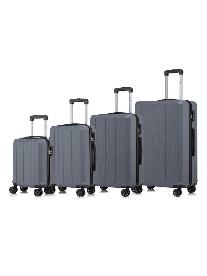 YONSLY Trolleyset Reisekoffer-Set aus ABS für Handgepäck und Reisen in S bis XL, 4 Rollen, (Spar-Set, 4 tlg., Hartschalen Trolley Set), mit 360° Doppelrollen, integriertem Zahlenschloss und Gummigriff Bild 4