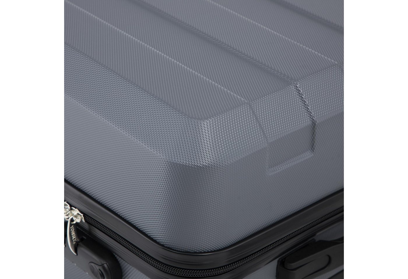 YONSLY Trolleyset Reisekoffer-Set aus ABS für Handgepäck und Reisen in S bis XL, 4 Rollen, (Spar-Set, 4 tlg., Hartschalen Trolley Set), mit 360° Doppelrollen, integriertem Zahlenschloss und Gummigriff Bild 5