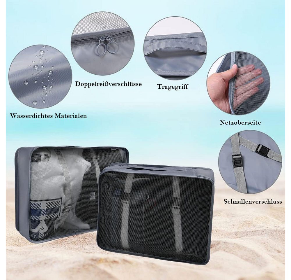 TUWENA Kofferorganizer Koffer Organizer Set 8-teiliges, Packing Cubes, Reise Kleidertaschen, Reise Essentials Organizer - Kosmetiktasche, Kleidertasche Schuhbeutel