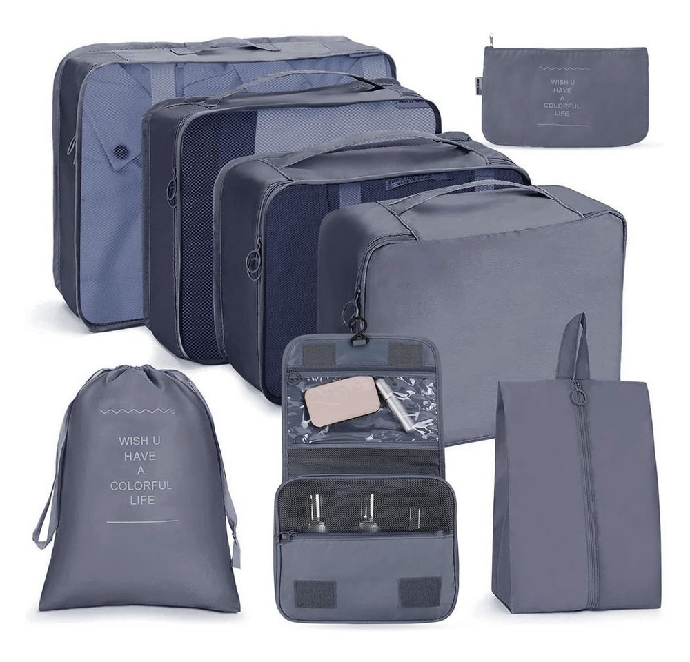 TUWENA Kofferorganizer Koffer Organizer Set 8-teiliges, Packing Cubes, Reise Kleidertaschen, Reise Essentials Organizer - Kosmetiktasche, Kleidertasche Schuhbeutel Bild 5